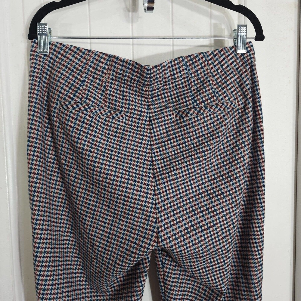 J Jill Womens Pants Blue Red Houndstooth Tapered Leg Trousers High Waist Sz 8 M - Picture 7 of 10